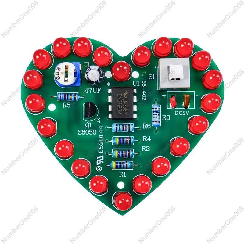 Fun Heart Shape Breathing Light Soldering Kit Love Lamp LM358 DIY Electronic Parts Practice Board TJ-56-402