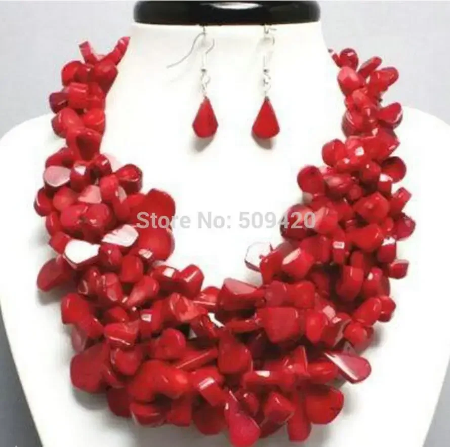 

Wholesale Noble RED CORAL Necklace Earring Costume Jewelry