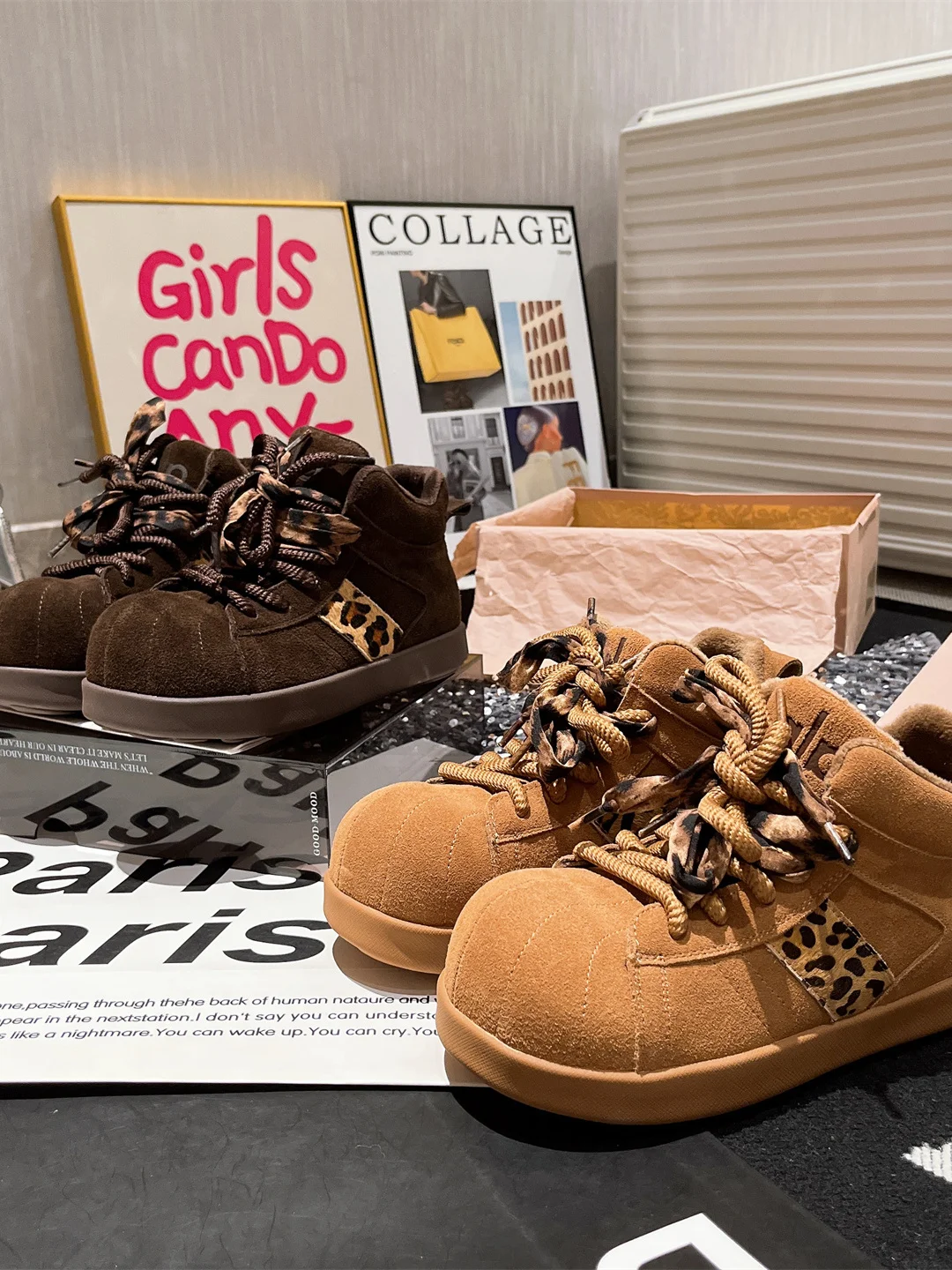 Picture 6: Aimixiao Flagip Store High-Top Leather Snarled Laces Large Head Capybara Design German Training oes Casual Sle