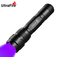 UltraFire 502UV 395-405nm UV Flashlight Zoomable Black Light 18650 Rechargeable Ultraviolet Torch for Detection/Pet/Urine/Stains