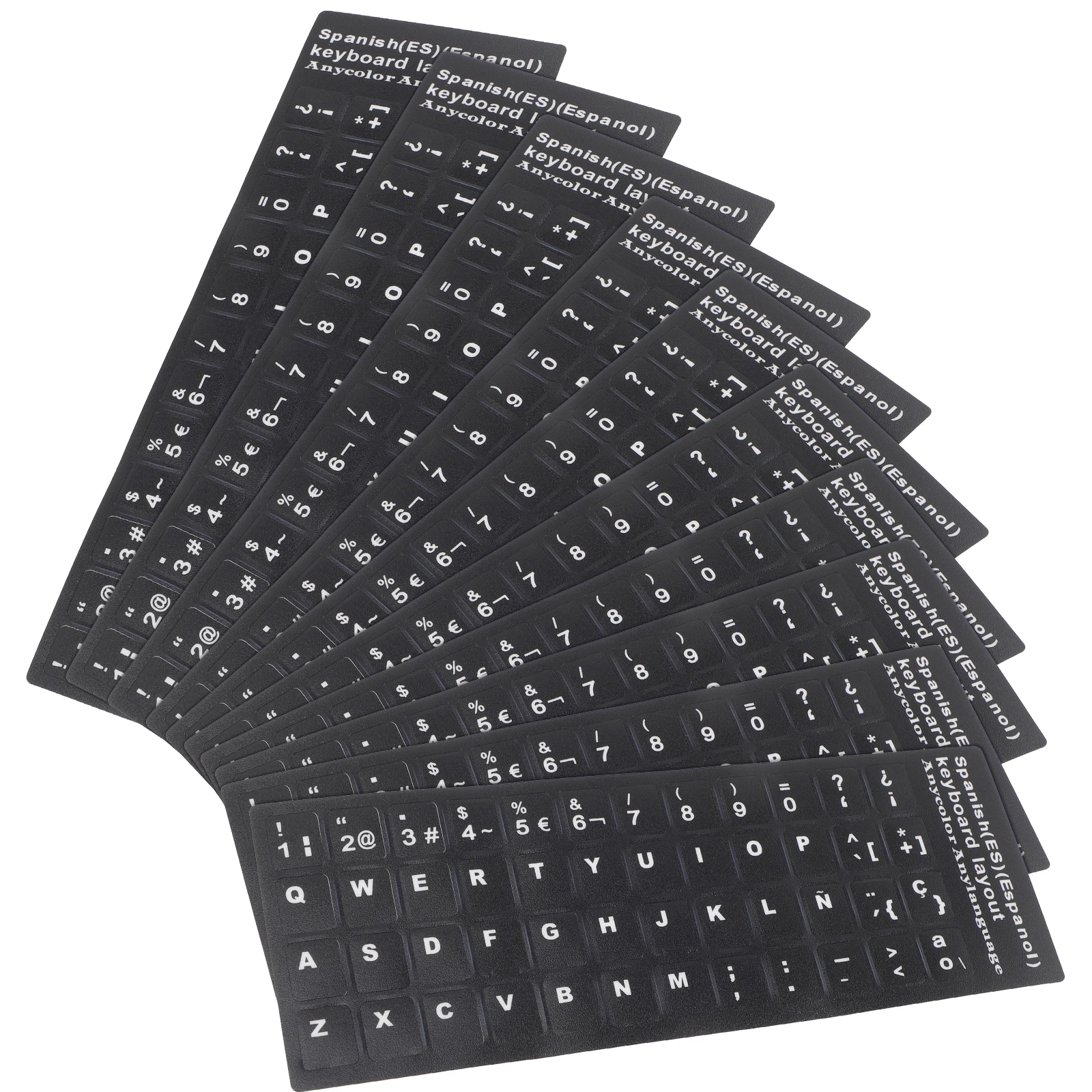 

10 Sheets Keyboard Stickers Laptop Letter Computer Language Qwerty Dust Water Resistant Durable Easy Apply Remove Keyboard