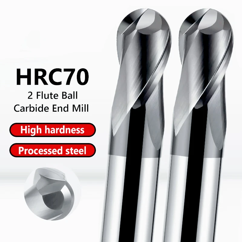 Tungsten Carbide Ball Nose End Mill HRC70 CNC Milling Tool 2 Flute R0.5 2 4 6 8 10mm Metal Cutter - Image 3