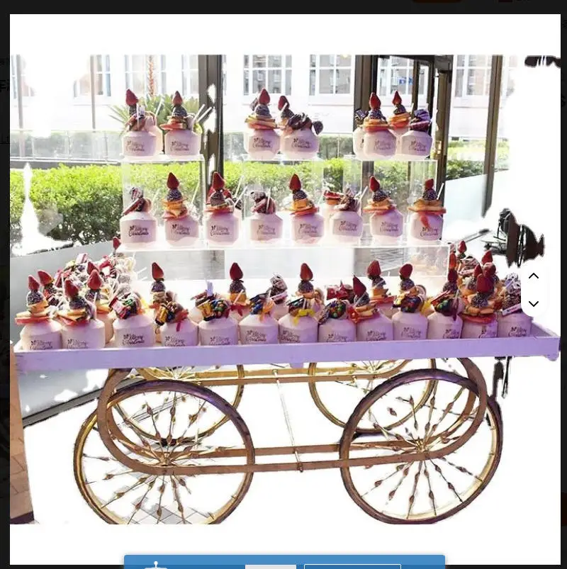 

Candy Bar Cart Party Decoration White Wooden Candy Dessert Trolley Carts for Wedding
