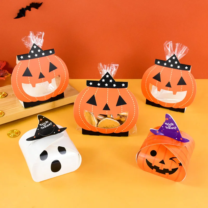 

Halloween Candy Box Trick Or Treat Pumpkin Ghost Cookies Goodie Boxes Kids Favors Gift Box Halloween Party Decoration Pack Bags