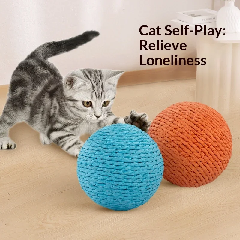 

10CM Interactive Sisal Cat Scratching Ball Toy for Kitten Teeth Cleaning Anti Bite Cat Ball Sounding Toy Pet Supplies