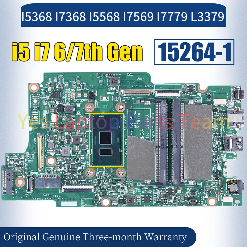 15264-1 For DELL I5368 I7368 I5568 I7569 I7779 Laptop Mainboard I5 I7 7th Gen 00M56T 0NX6FR 100％ Tested Notebook Motherboard