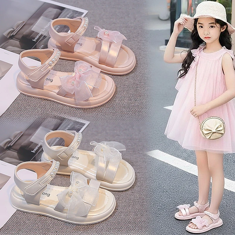 

Mumoresip Kids Casual Shoes Korean Style Versatile Girls Sandals Soild Color Soft Sole 2026 Summer New Children Beach Shoes