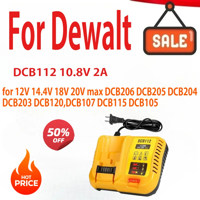 

DCB112 2A Lithium Battery Charger For Dewalt 10.8V 12V 14.4V 18V 20V max DCB206 DCB205 DCB204 DCB203 DCB120,DCB107 DCB115 DCB105