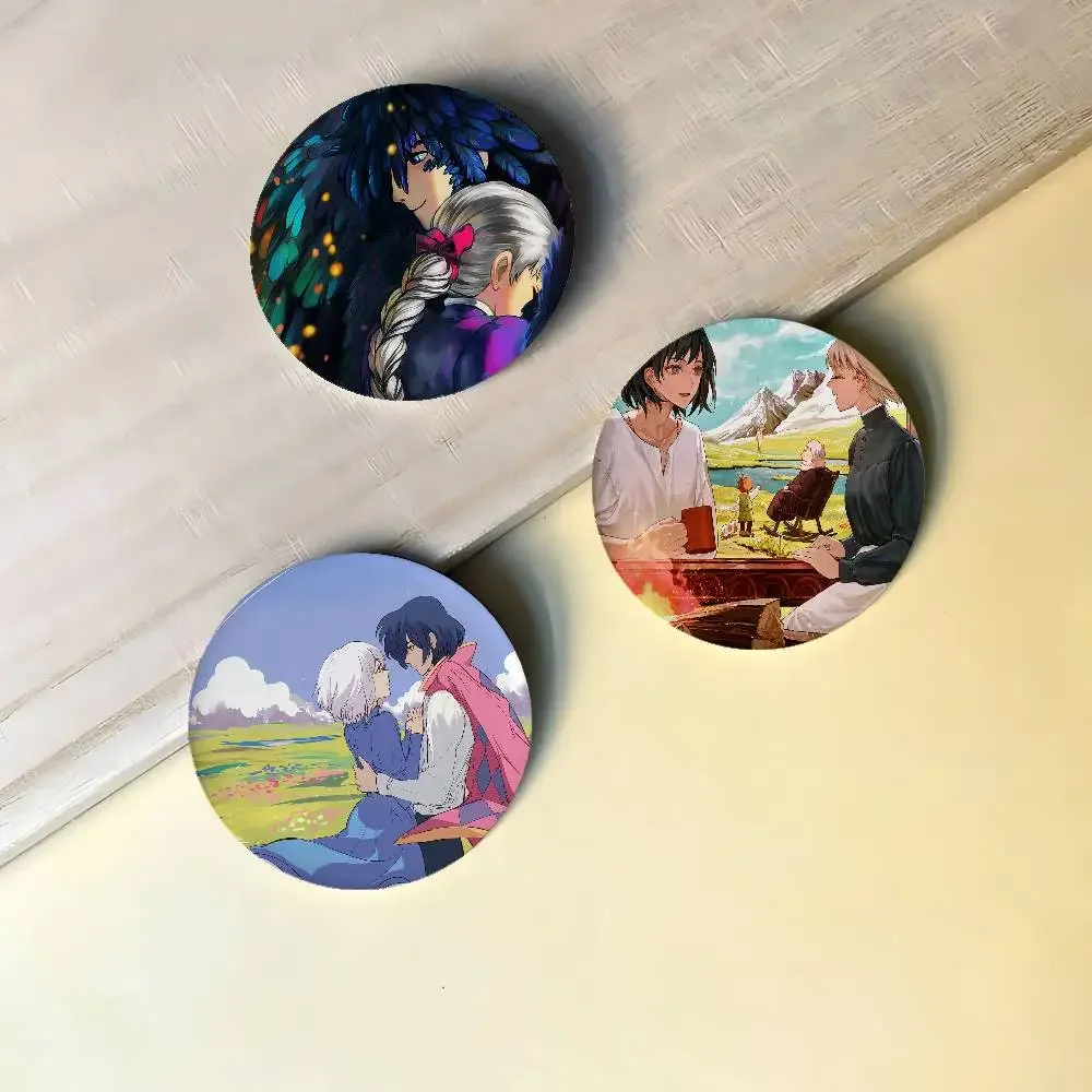 Howls تتحرك القلعة المشهد شارة زر PinsBrooch الإبداعية مضحك يقتبس شارة الملابس على ظهره مجوهرات هدية للأطفال الأصدقاء