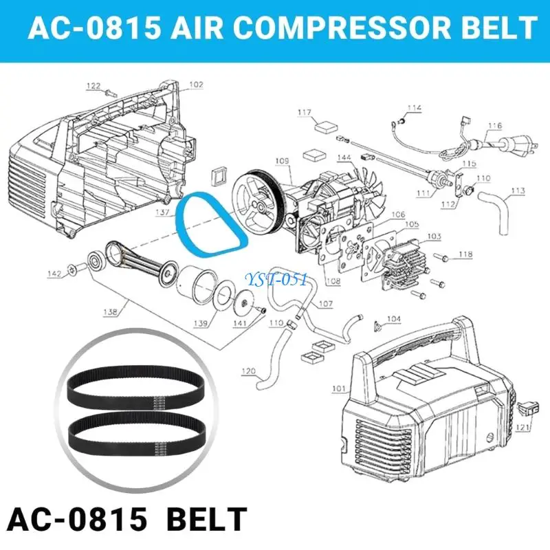 E15A Air Compressor Timing Belt Set of 2 Flexible Wear Resistant Replaces CAC-1311