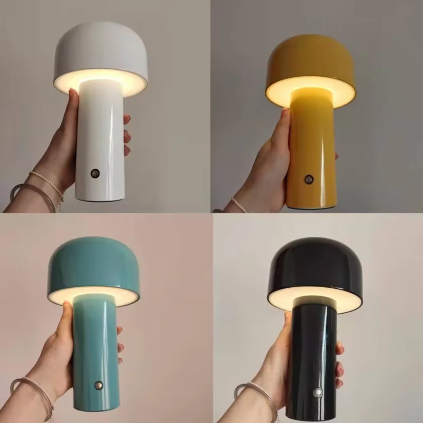 Modern Italian Mushroom Design Table Lamp Portable Wireless Touch Rechargeable Desk Lamp Desktop Decoration Bedroom Night Light