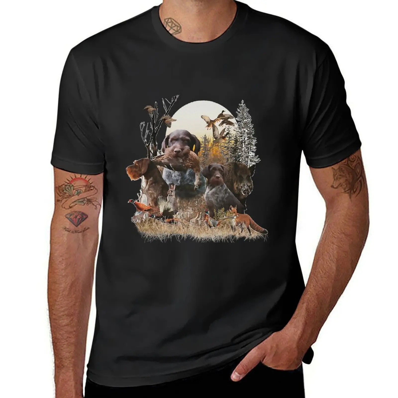 German Wirehaired Pointers , Always ready to hunt T-Shirt heavyweights boys whites new edition anime funny t shirts for men