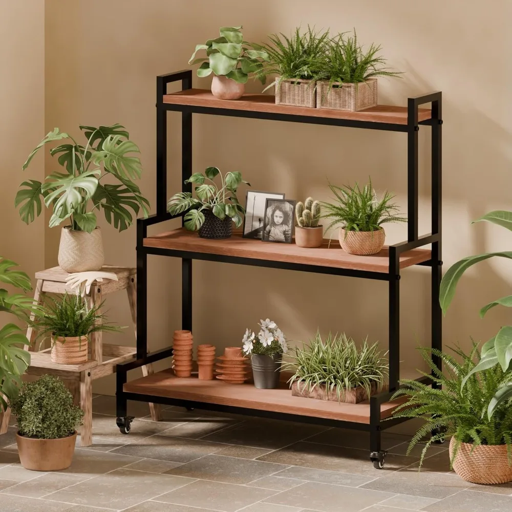 37 Rak Tanaman Logam dan Kayu, Penggunaan Dalam/Luar Ruangan, Rak Bertingkat