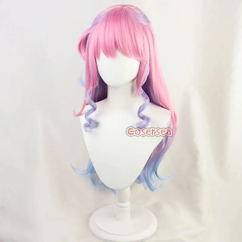 Cosersea Himemori Luna 코스프레 가발 가상 YouTuber Himemori Luna 80cm 긴 핑크 혼합 블루 가발 합성 머리 내열성
