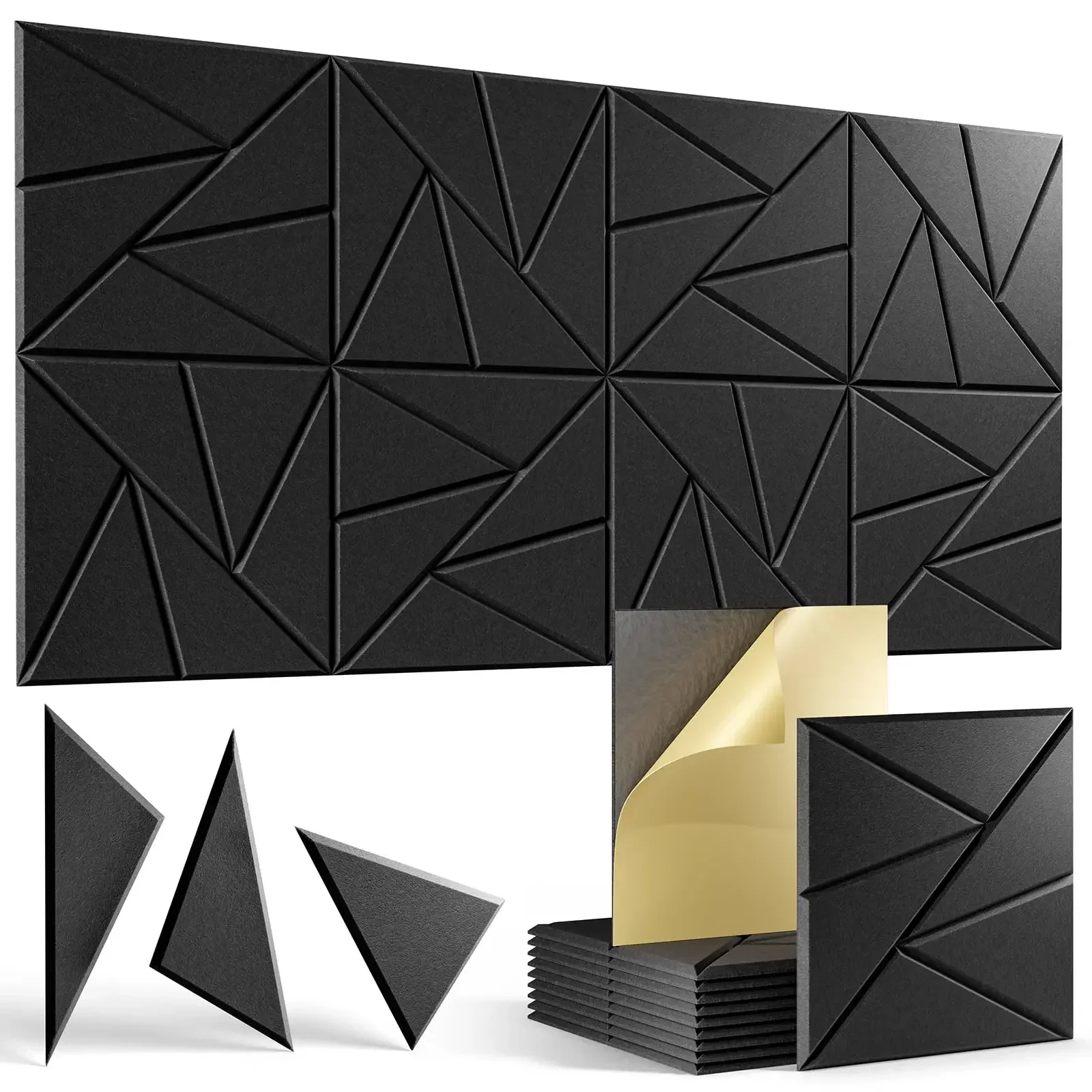 

3/6/12pcs 12"X 12"X 0.4" Self-Adhesive Square Acoustic Panels DIY Shape Soundproof Wall Panels to Absorb Noise Eliminate Echoes