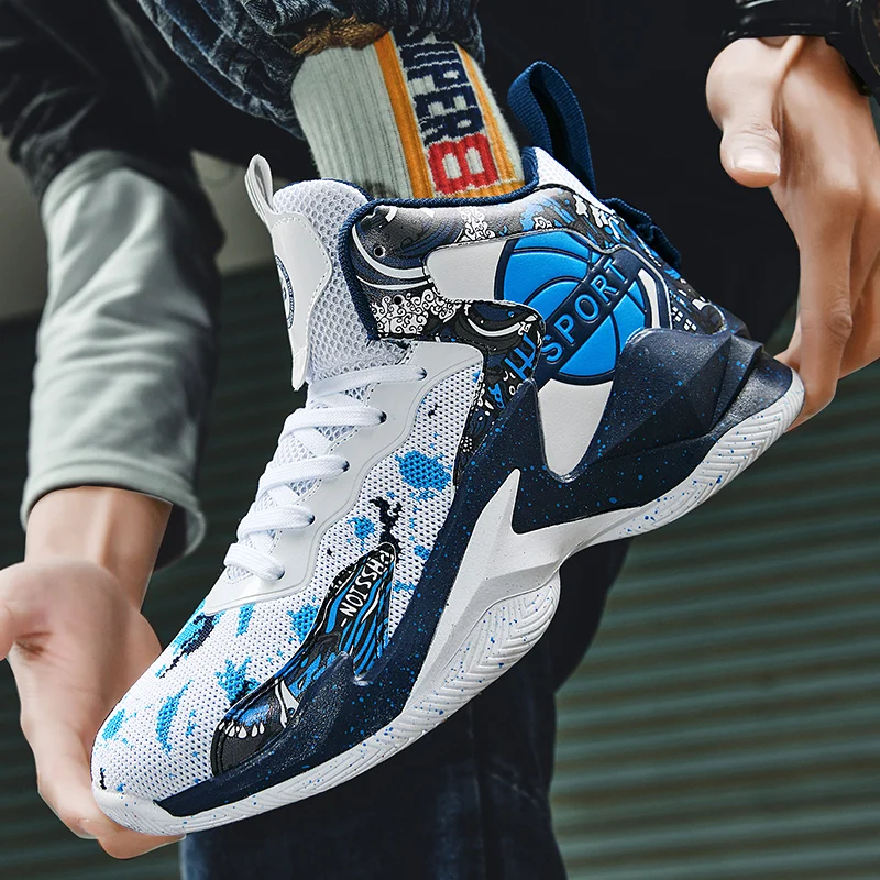 

High Top Basketball Shoes Men Breathable Sneakers Anti Slip Outdoor Court Basketball Sports Shoes Comfortable Athletic Shoes