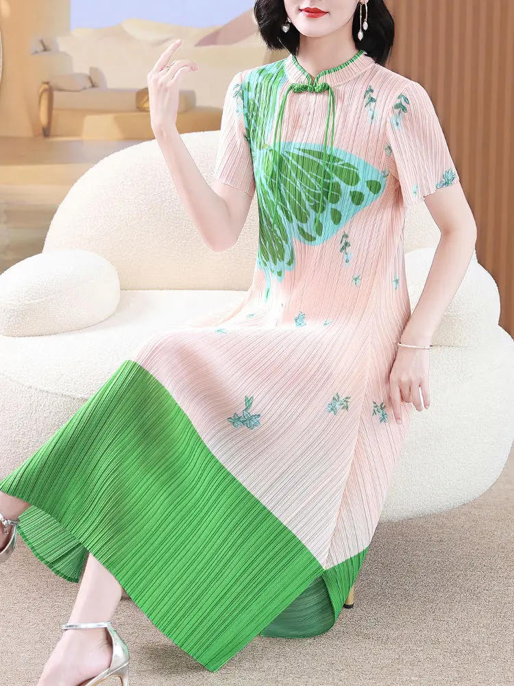 

Summer noble temperament long skirt, high-end mid length dress, women's floral skirt, covering the belly