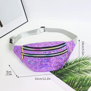 Holographische holographische Taillenbeutel, Silber -Fanny -Paket, Gürtelbeutel, schwarze geometrische Pakete, Laserbrust, Telefonsack, Penner Bum 6 Hauptverkäufe Schwarz und Silbertasche - №5