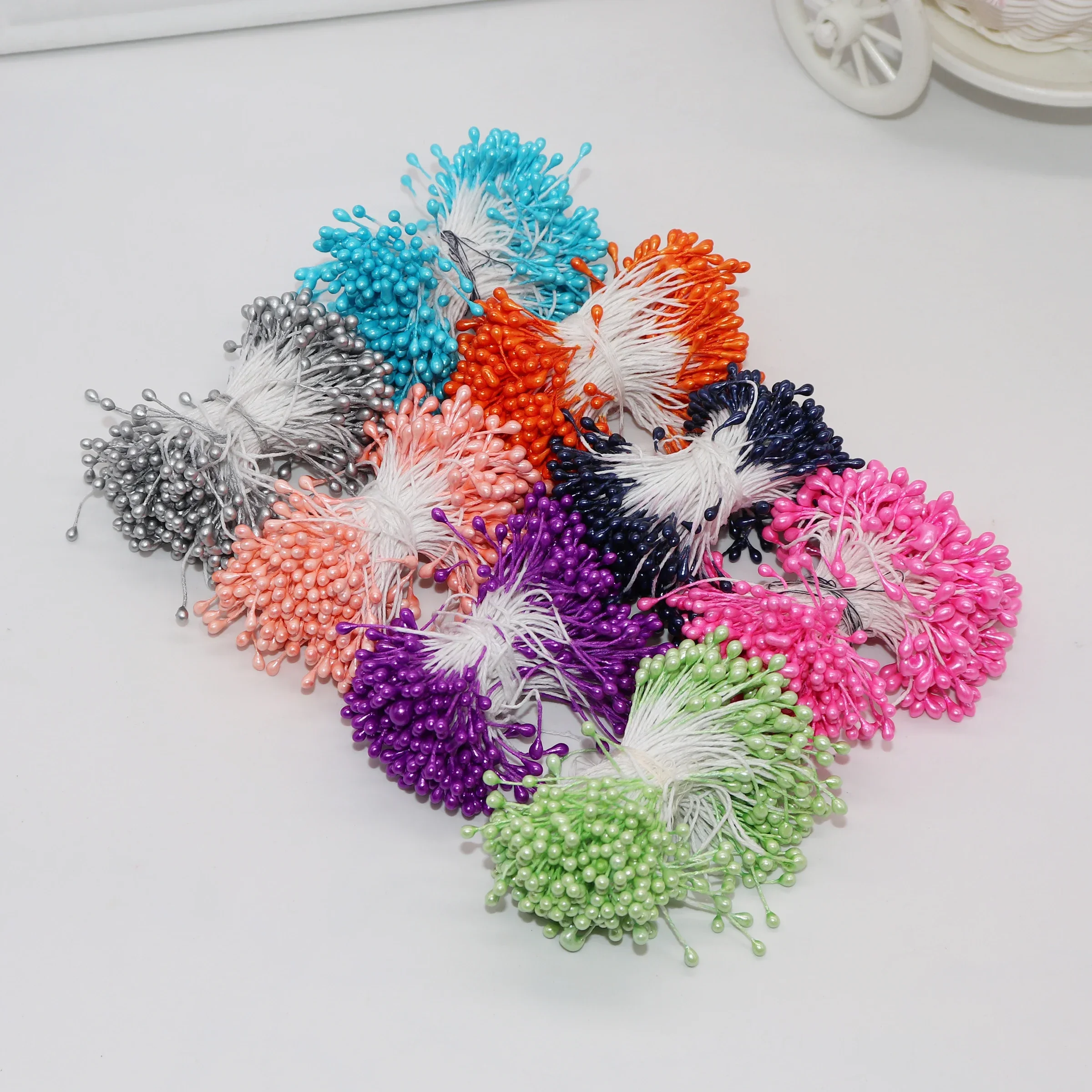 288pcs 3mm multi colors options pearl flower stamen pistil cake decoration for DIY Double heads