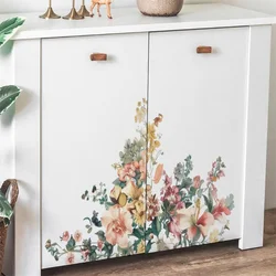 40*60CM Watercolor Flowers Leaves Wall Stickers For Kids Bedrooms Wardrobe Doors Home Decoration Wall Decal Home Decor
