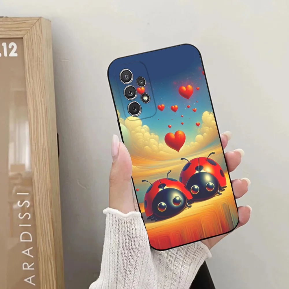 Insect Seven-star ladybug Phone Case For Samsung Galaxy A20,A21s,A22,A31,A32,A52,A53,A72,73,A80,A91Soft Black Cover