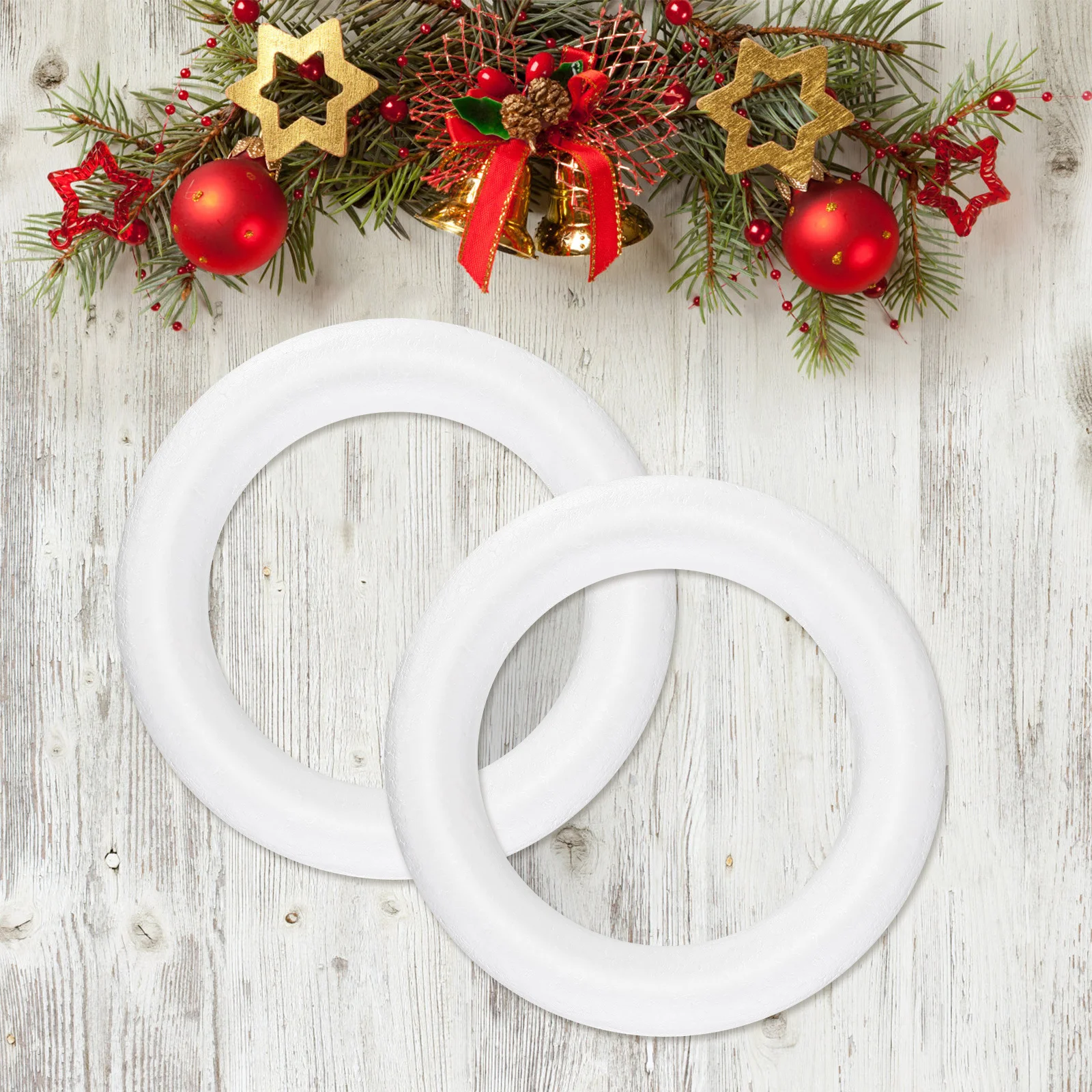 

12 pcs Christmas Accessories Polystyrene Diy Round Ring Craft Wreath Form Holiday Decor Kids Ornaments Wreath Making Supplies