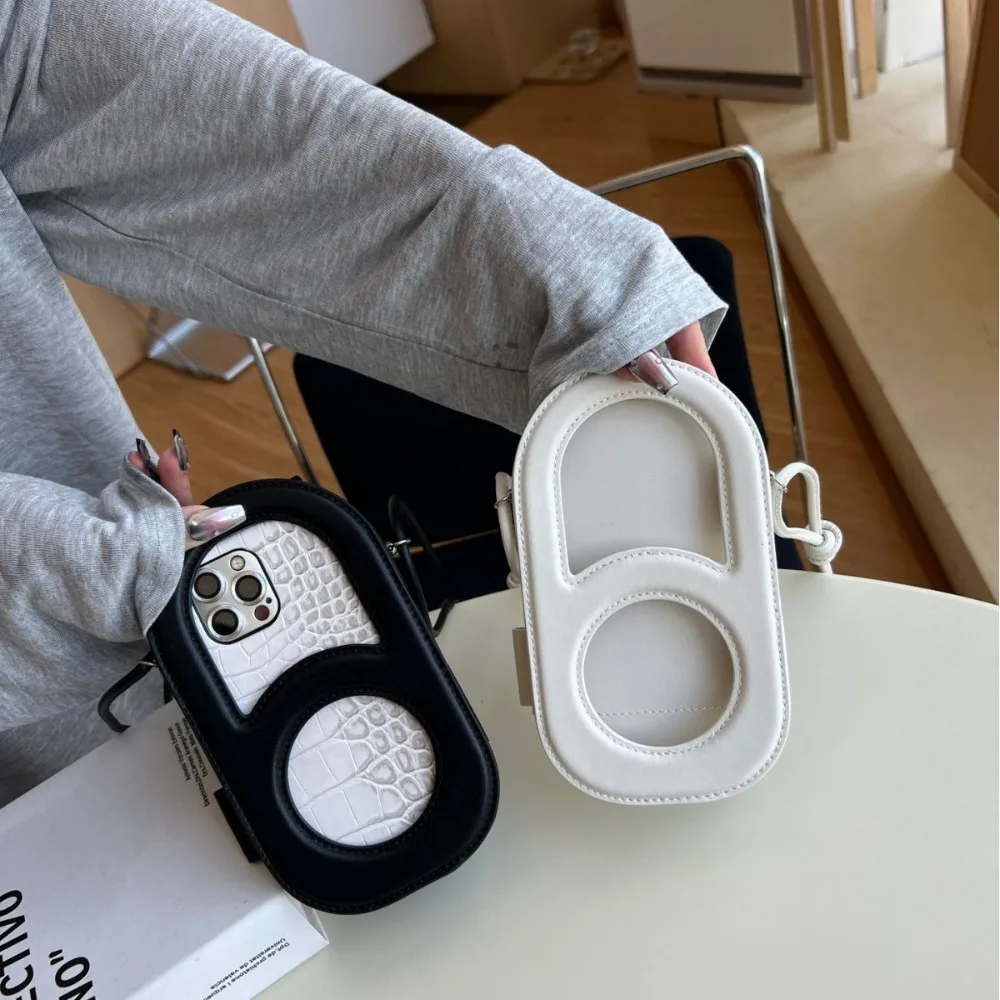 

The Top Layer of Cowhide Cute Girl Shoulder MobilHolMobilelow Small e Phone Cross-body Bubble Phone Storage Bag Bag Casual