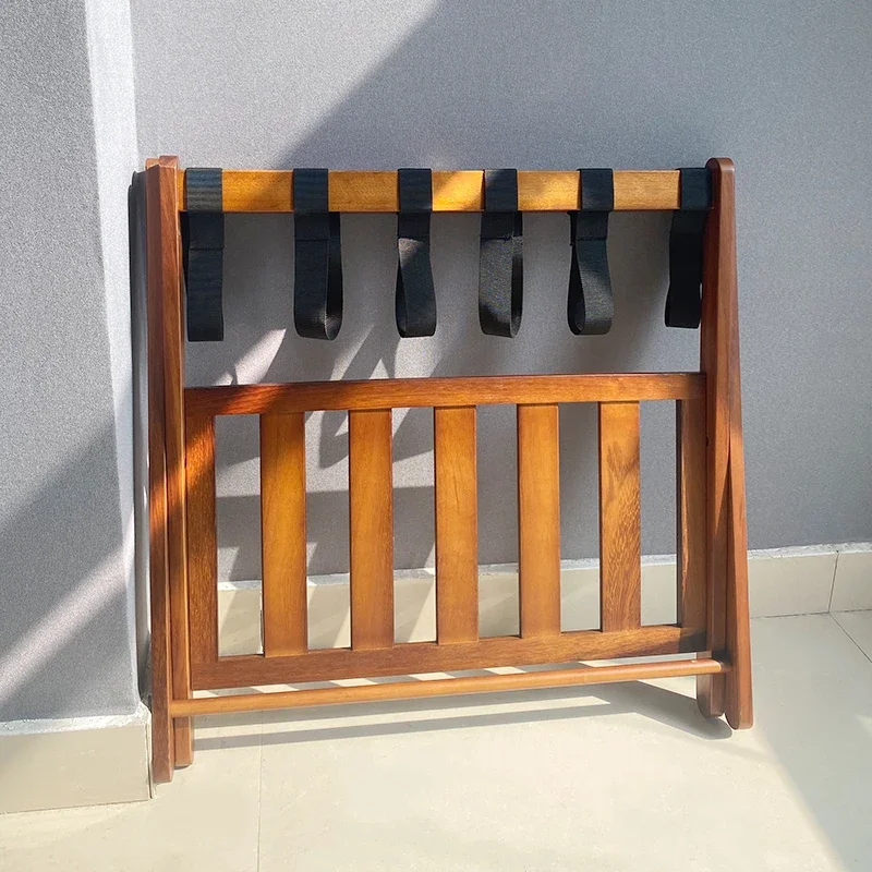 A9L Hotel Luggage Rack, Home Retro Teak Nanzhu Furniture, Bedroom Room Folding Storage Double Floor, Durable