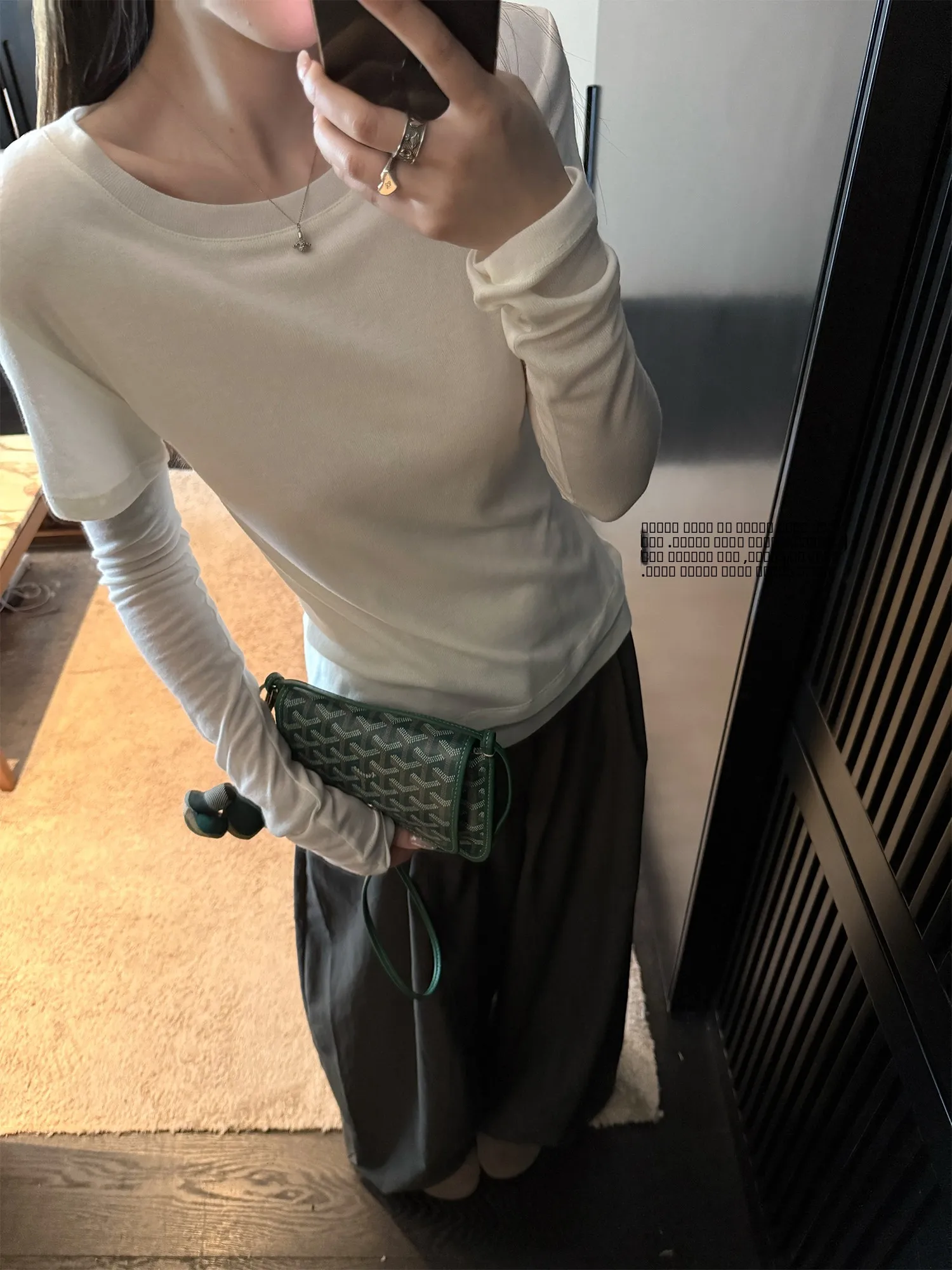 

Superniniyy Dr Island mat Two-Piece round Ne Slimming Faionable Versatile Base irt T-irt Women's Top