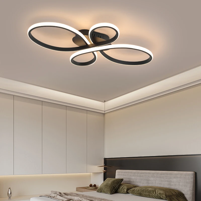 NEO Gleam New Hot RC White/Coffee Modern Led Ceiling Lights For Living Room Bedroom Study Room Dimmable Ceiling Lamp Fixtures