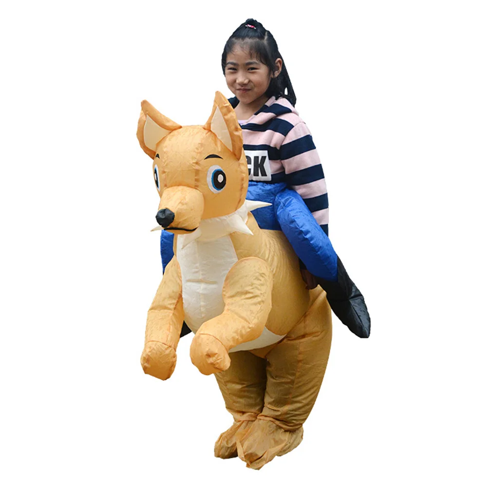 Marioneta pequeño perro amarillo ropa inflable disfraz infantil trajes pequeños animales niños actuando