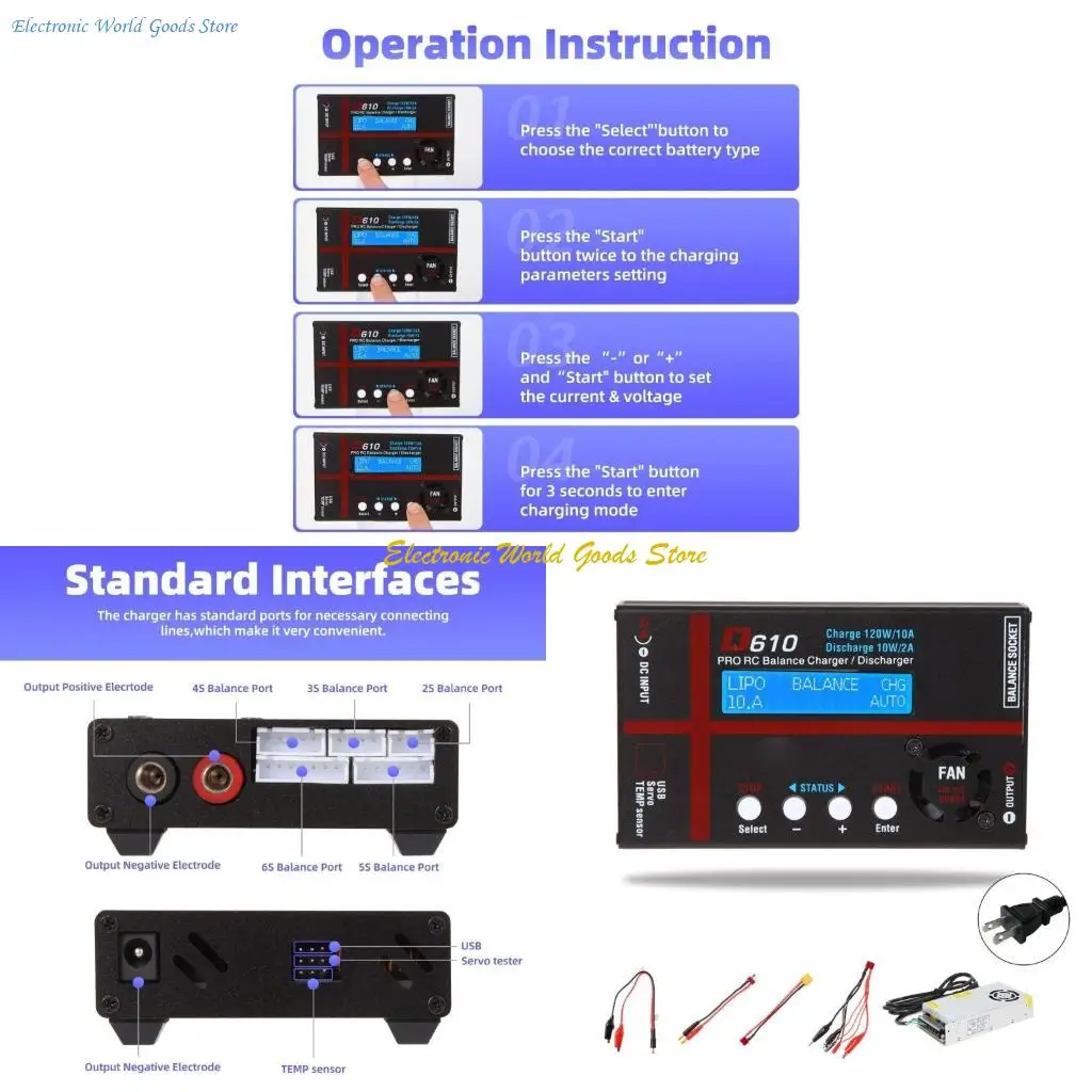 

A3PD Аккумуляторное зарядное устройство 1-6S BALANCE Зарядное устройство сброс 120 Вт 10A для LIHV Life Nimh NICD