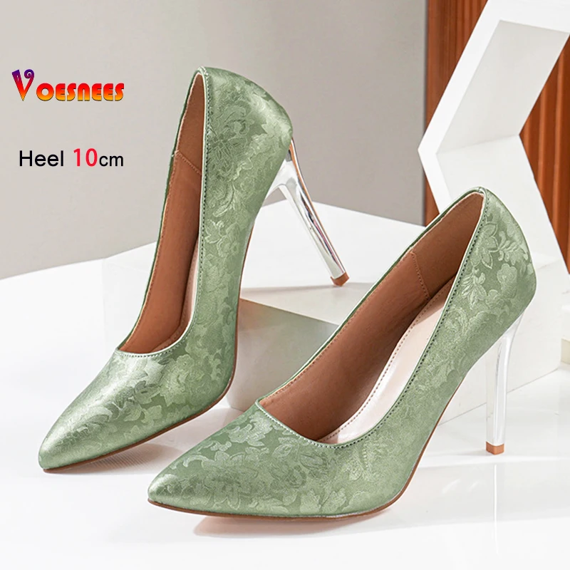 

2026 New 10CM Woman Pointy Toe Thin High Heels Spring Autumn Shallow Fashion Elegant Party Single Shoes China Style Women Pumps