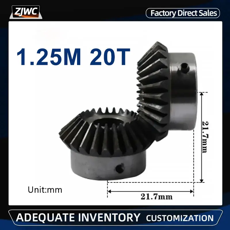 2pcs 1.25 Mod 20 Teeth 1.25M 20T Bevel Gear WIth Inner Hole 8mm 10mm Gears 90 Degree Transmission For Model Car Modification DIY