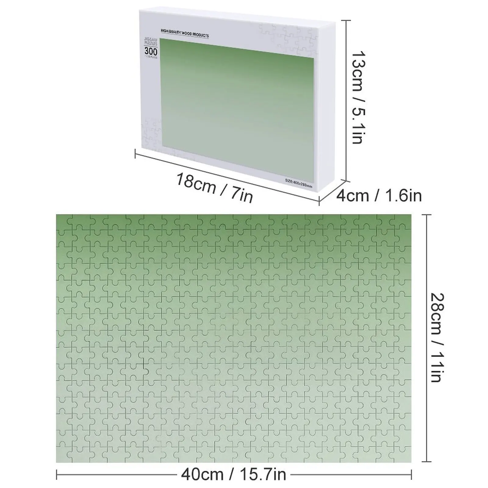 ไล่เฉดสีเขียวเข้มถึงสีเขียวอ่อน ปริศนาจิ๊กซอว์ ปริศนาจิ๊กซอว์แบบกำหนดเองส่วนบุคคล