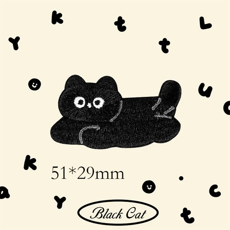 Black Cat Patches For Clothing Self-adhesive Applique Scratch Patch Mobile Phone Case Student Supplies DIY Embroidery Sticker