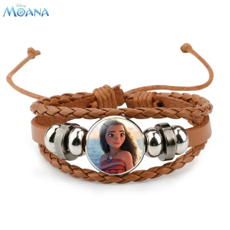 New Moana Cartoon Animation Peripheral Creative Princess Ethnic Style Braided Gemstone Versatile Bracelet Girls High-Value Gift