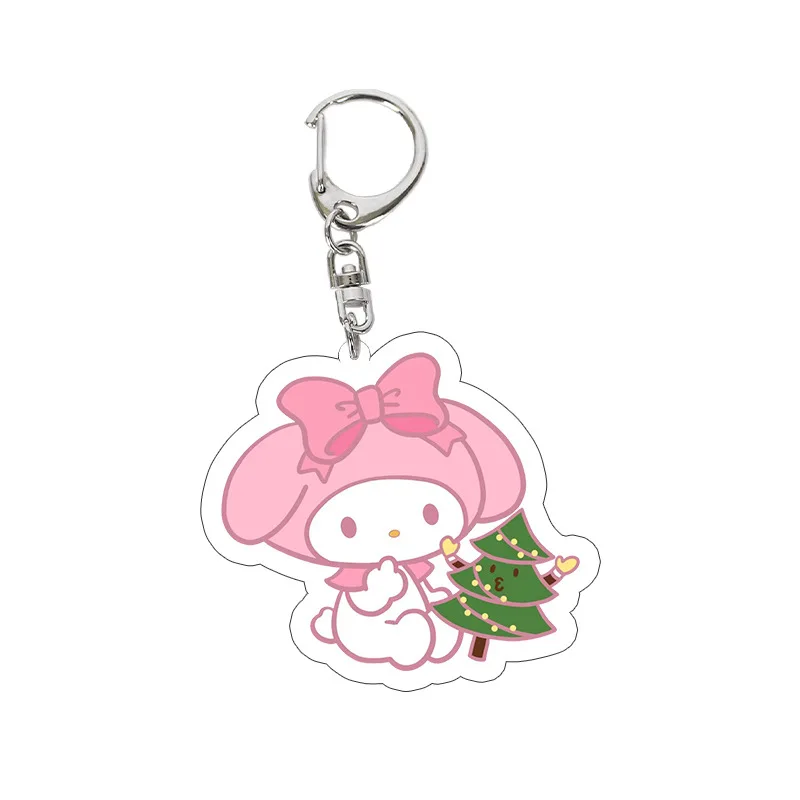 New Sanrio Series Christmas Dress Up Keychain Cute Cartoon Hello Kitty My Melody Acrylic Backpack Pendant Decoration Wholesale