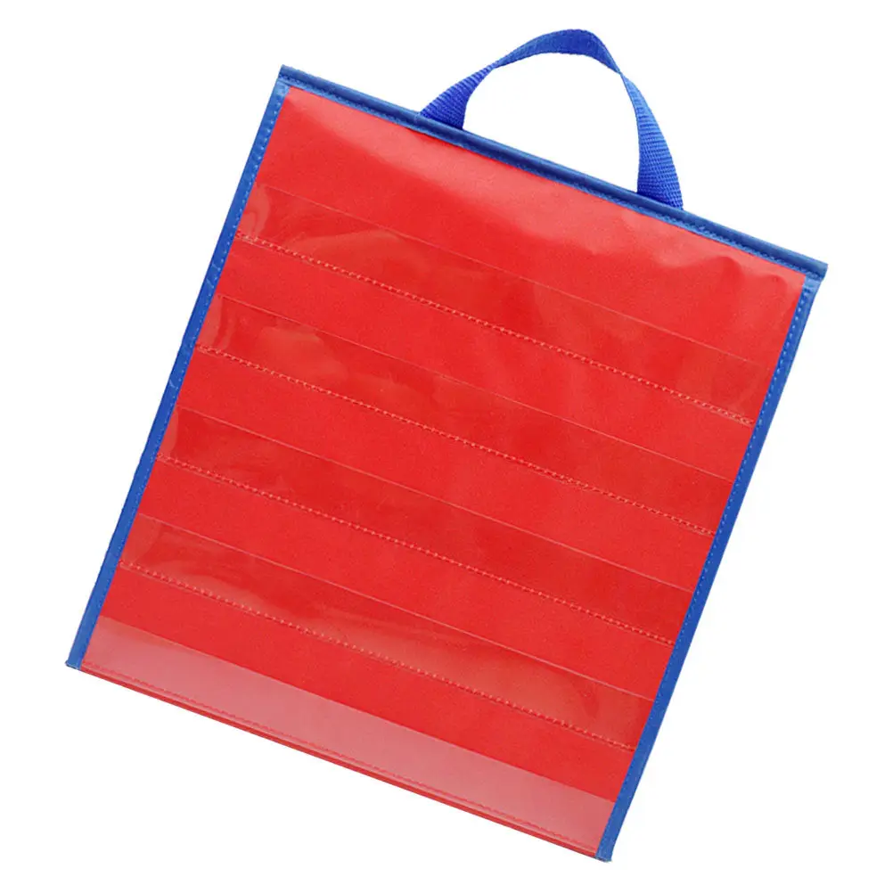 Desktop Pocket Chart 5 Clear Pockets Foldable Oxford Cloth Classroom Teaching Card Organizer