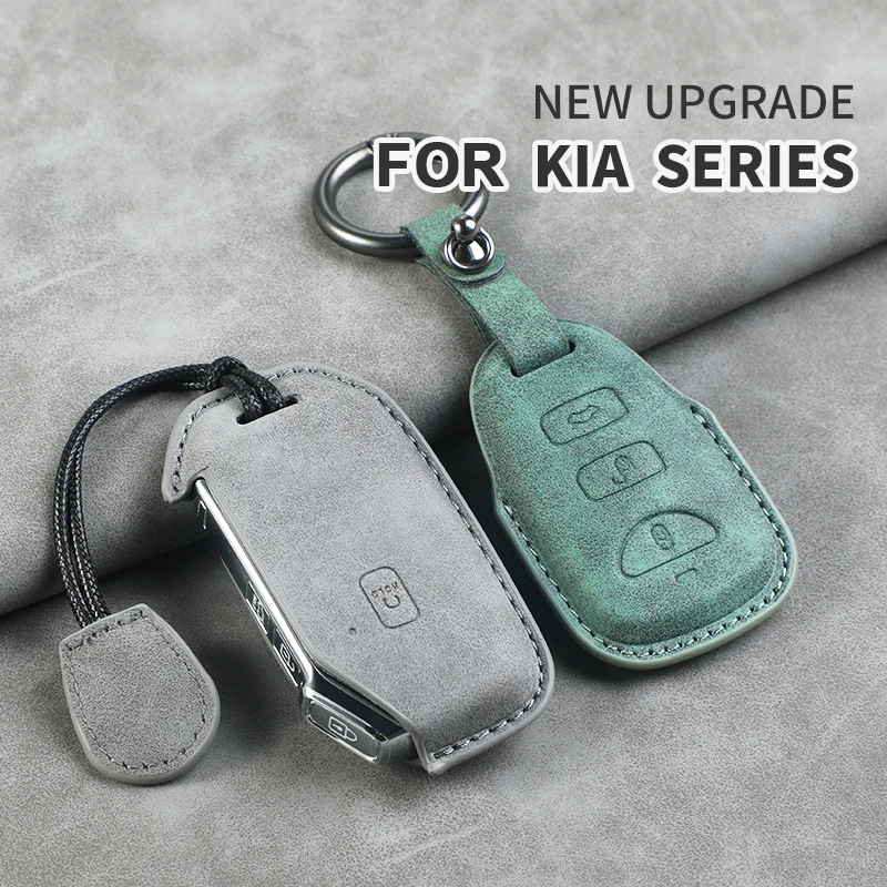 

For Kia Ceed Cerato Forte NIRO Seltos Sorento Soul Sportage Telluride K5 Leather Car Remote Key Case Cover Keychain Accessories