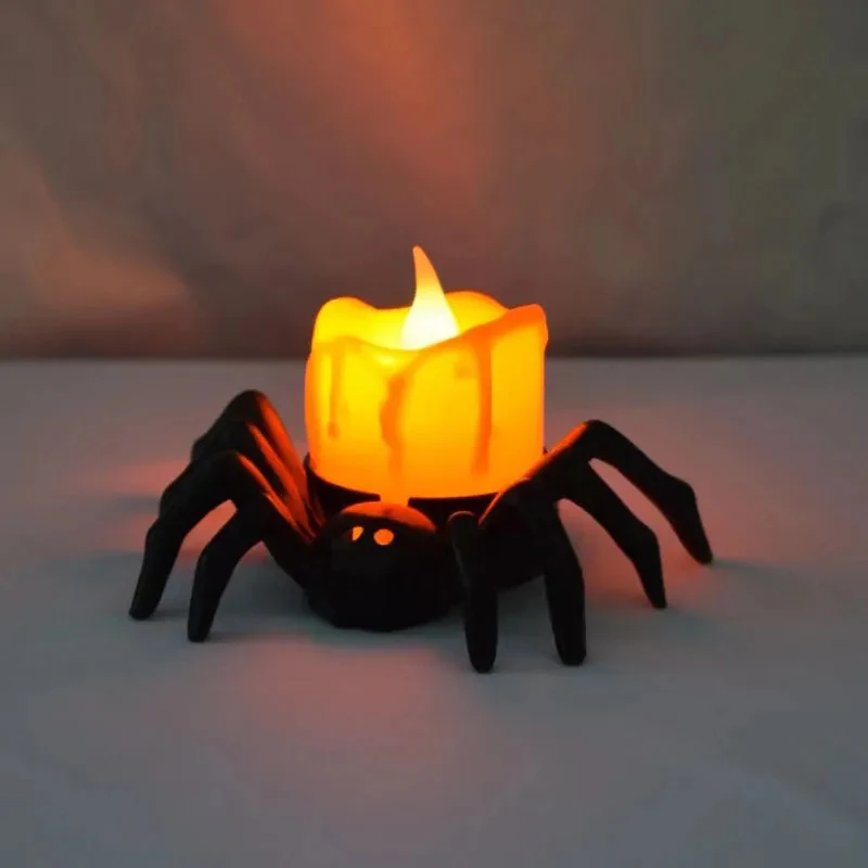 Halloween Peripheral Fun Surprise Cute Toy Spider PumpKin Night lamp Electronic Candle Action Movable Model Figure Collection