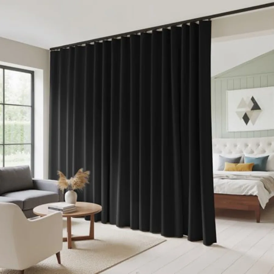 

Total out Curtain for Bedroom/Office/Theater 180 Inch Wide Drape for Living Room Big Window 96 Inch Long Sliding Door Curtain R
