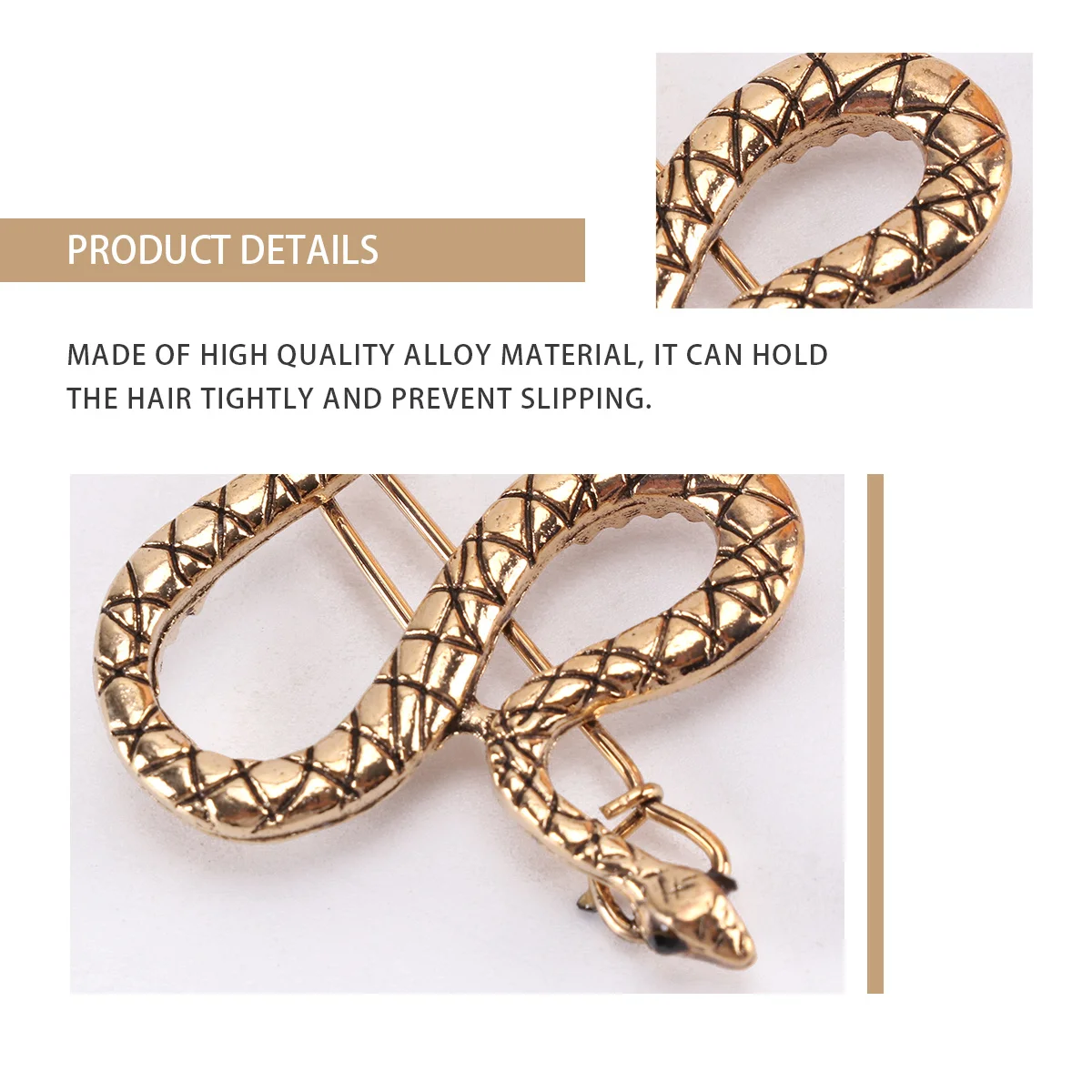 

6pcs Alloy Hair Clips Shape Snake Design Non Slip Metal Hairpins For Women Vintage Party Wedding Daily Wear Accessory