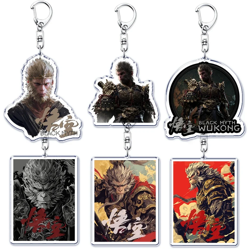 New Chinese Action Game Black Myth Wukong Keychain Key Chain Ring for 3A Monkey King Sun Keyring Jewelry Gamer Fans Gaming Gift