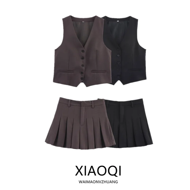 

Spring 2025 Women's Faion Svel V-Ne Vest with Strap Decoration New Arrival Inner Trendy Set Student orm