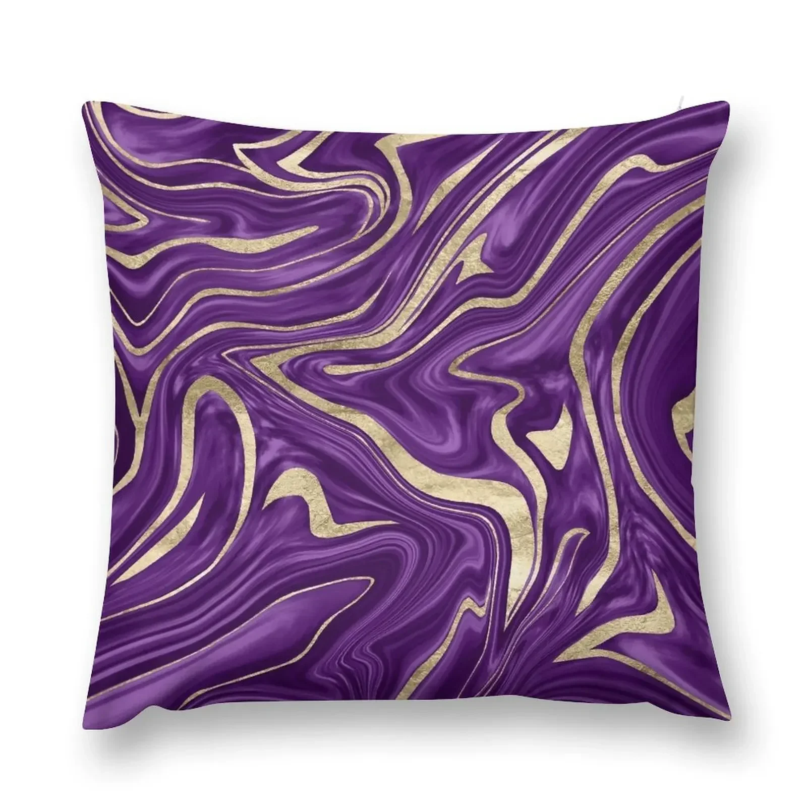 Purple Black Gold Marble #1 (Photo of Foil Only - Not Reflective) Throw Pillow Decorative pillowcase luxury sofa pillows pillow