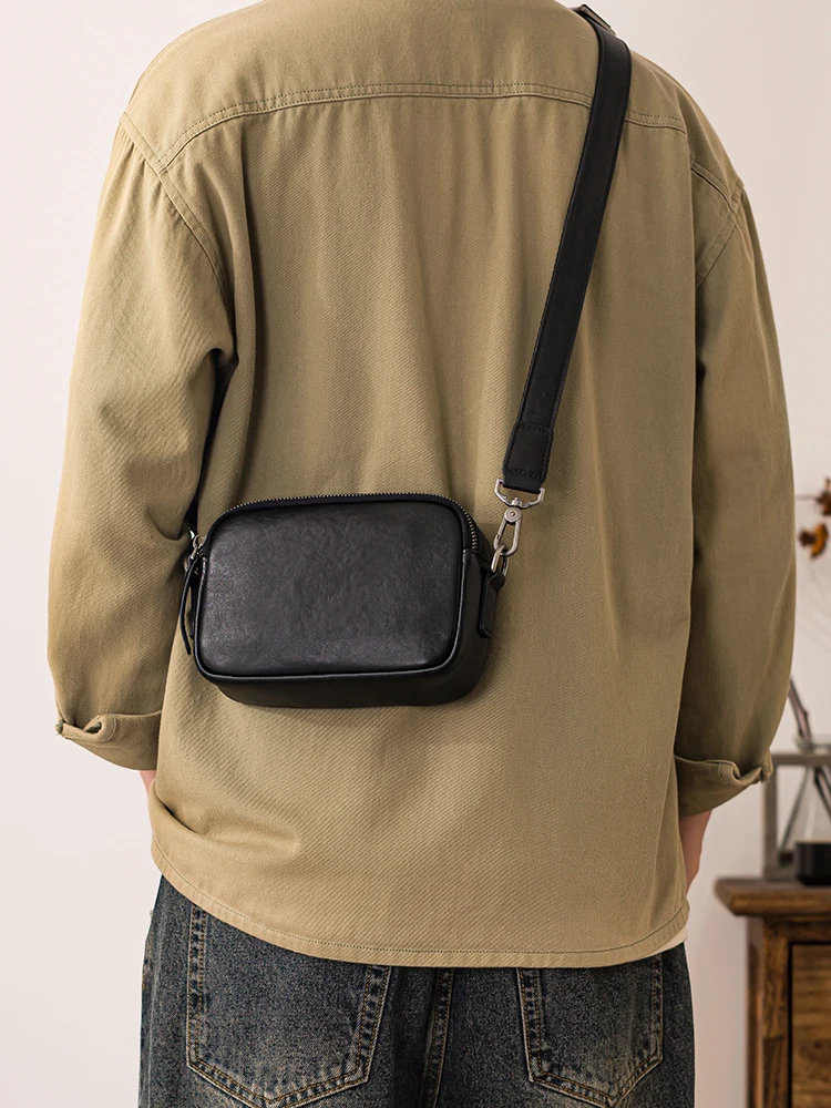 PNDME simple fashion genuine leather men's multifunctional clutch bag casual designer luxury real leather youth shoulder bag
