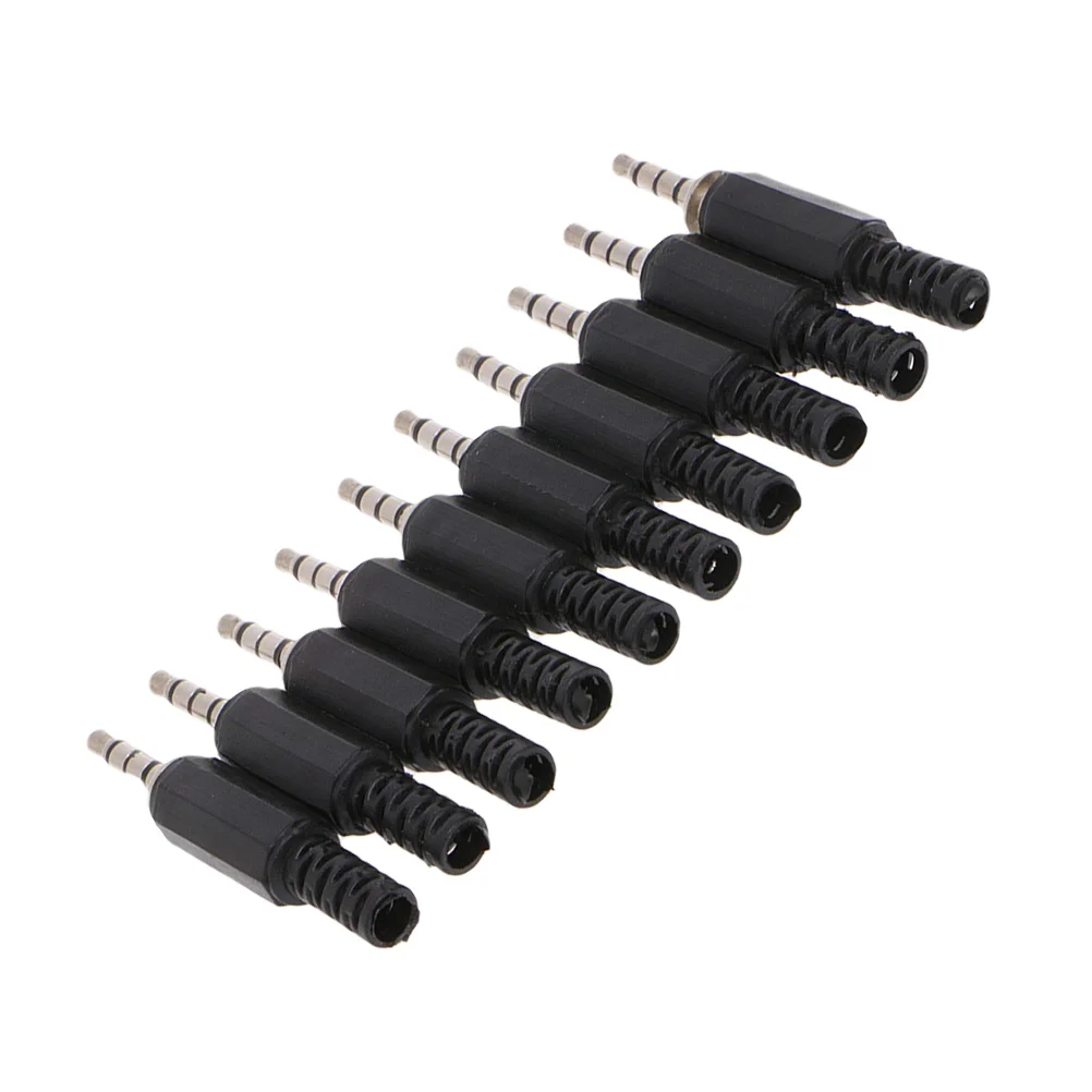 

10Pcs 3.5mm Earphone Plug Male Plug 4 Pole Stereo Audio Connector Solder Type Replacement Repair Audio Cable for Headphone