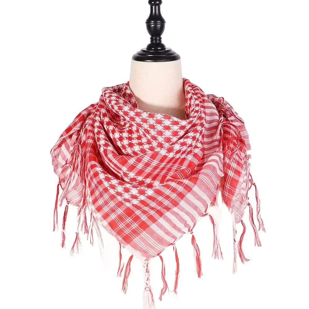 Duża arabska chusta szemag dla mężczyzn i kobiet z frędzlami keffiyeh, kostiumowa chusta na szyję, bandana, unisex, taktyczna chusta na głowę