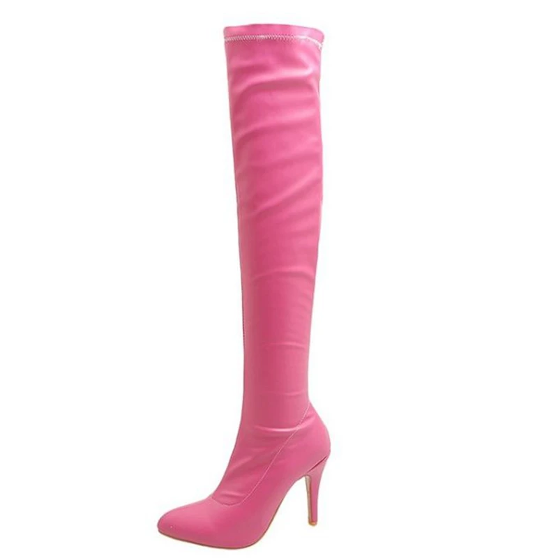

ORCHALISA Over Knee High Boots Pointed Toe Thin Heels 32-48 Black White Yellow Sexy S2728
